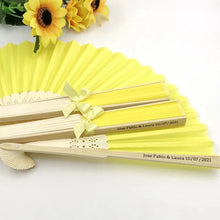 Cargar imagen en el visor de la galería, Abanicos de colores personalizables para bodas y celebraciones