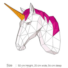 Cargar imagen en el visor de la galería, Unicornio decorativo para pared fabricado en cartón