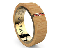 Load image into Gallery viewer, Wood and gold ring with strip of diamonds Onegaur model