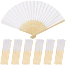 Cargar imagen en el visor de la galería, Abanicos personalizados para boda en bambú y color blanco 50 unidades
