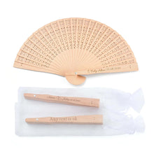 Cargar imagen en el visor de la galería, Abanicos personalizados para boda celosía sobre bambú 50 piezas