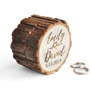 Caja de madera de pino para anillos