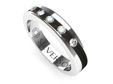Cargar imagen en el visor de la galería, Anillo de pedida de madera y plata con brillantes Legance Axis