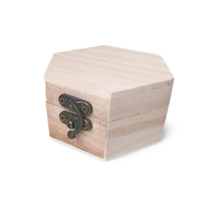Caja de madera hexagonal para anillos
