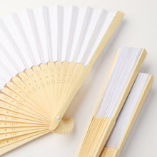 Load image into Gallery viewer, Abanicos personalizados para boda en bambú y color blanco 50 unidades
