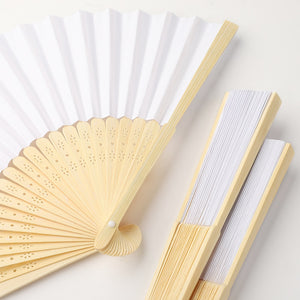 Abanicos personalizados para boda en bambú y color blanco 50 unidades