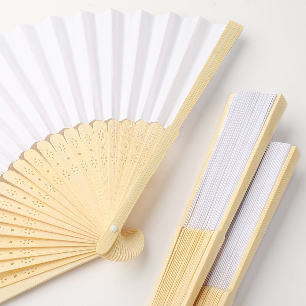 Abanicos personalizados para boda en bambú y color blanco 50 unidades –  Silverson