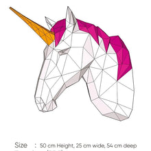 Load image into Gallery viewer, Unicornio decorativo para pared fabricado en cartón
