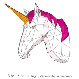 Unicornio decorativo para pared fabricado en cartón