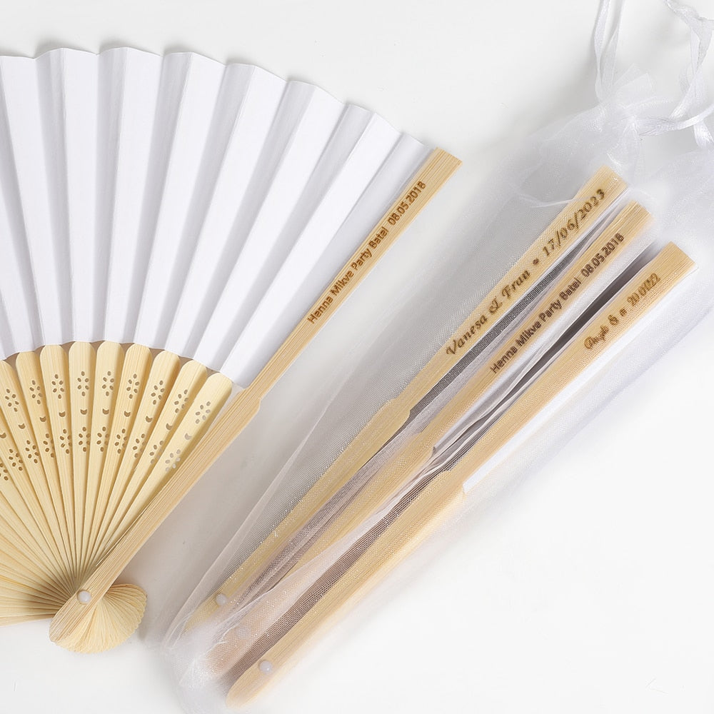 Abanicos personalizados para boda celosía sobre bambú 50 piezas – Silverson