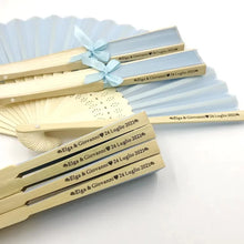 Cargar imagen en el visor de la galería, Abanicos de colores personalizables para bodas y celebraciones
