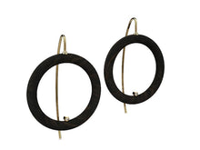 Load image into Gallery viewer, Ebony, gold and diamond earrings Kuro model
