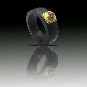 Ebony ring with gold detail and brown diamond model Dufek