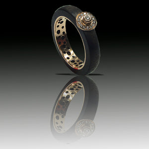 Sabaku gold, diamond and ebony ring