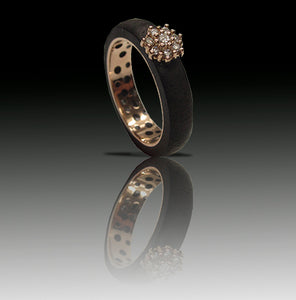Ebony, gold and diamond ring Roselind model