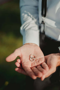 Wedding ring of wood and silver model Domei