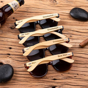 Gafas con patillas de madera de bambú personalizadas