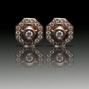 Roku model gold and diamond earrings
