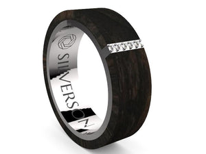 Wood and gold ring with strip of diamonds Onegaur model