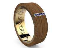 Load image into Gallery viewer, Wood and gold ring with strip of diamonds Onegaur model
