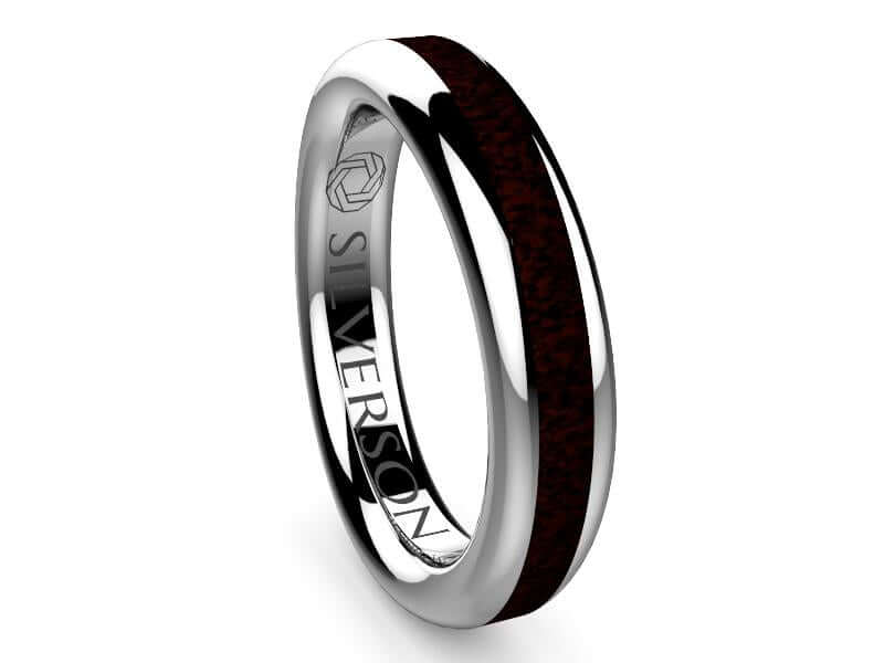 Wedding ring of wood and silver model Domei