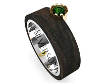 Load image into Gallery viewer, Wood and silver ring with external stone Cimm model
