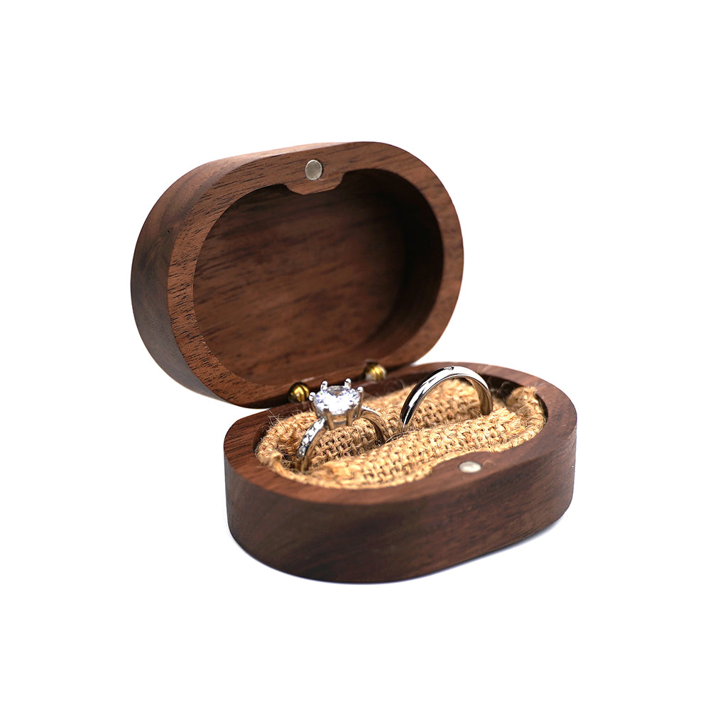 Caja de madera de nogal para anillos
