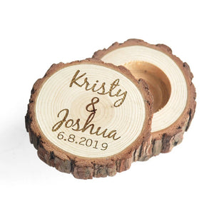Caja de madera de pino para anillos