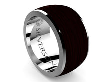 Load image into Gallery viewer, Rune model wood and silver ring
