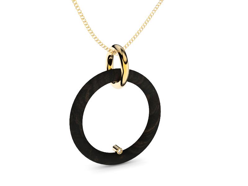 Ebony, gold and diamond pendant Kurossi model