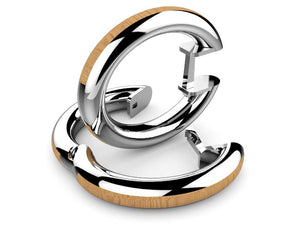 Pendientes tipo criolla de madera y plata modelo Domei