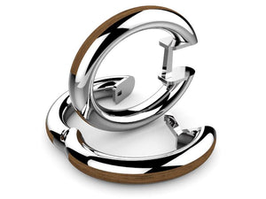Pendientes tipo criolla de madera y plata modelo Domei