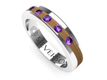Load image into Gallery viewer, Wood and silver engagement ring with brilliant Legance Axis
