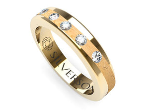 Wood and gold engagement ring with diamonds Legance 19