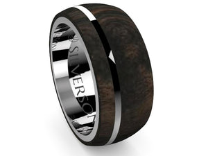 Silver and wood ring in two tones Kakoon model