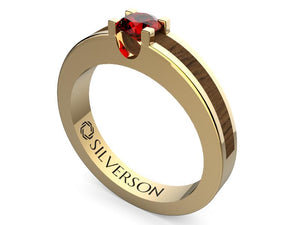 Wood and gold engagement ring model Ishaur