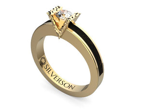 Oshaur model gold and wood engagement ring