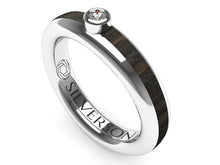 Load image into Gallery viewer, Silver and wood engagement ring with solitaire Domei
