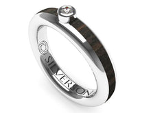 Load image into Gallery viewer, Gold and wood engagement ring with solitaire model Domaur
