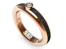 Load image into Gallery viewer, Gold and wood engagement ring with solitaire model Domaur
