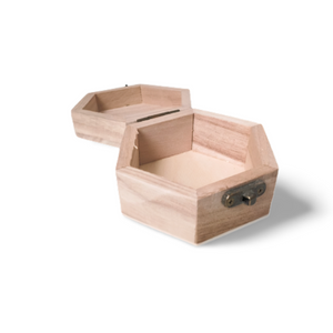 Boîte en bois hexagonale pour bagues